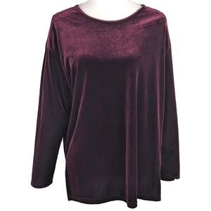 Vintage Tanuja Dior Burgundy Red Velvet Pullover Tunic Top Women's Size M